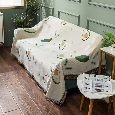 Avocado Print Blanket with Tassel