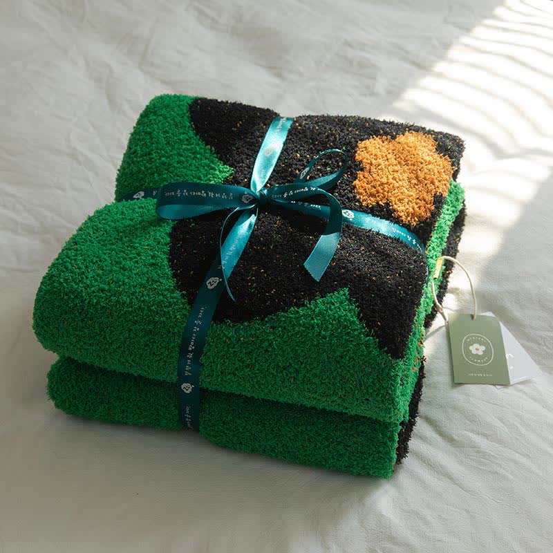 Black Flower Knitted Throw Sofa Blanket