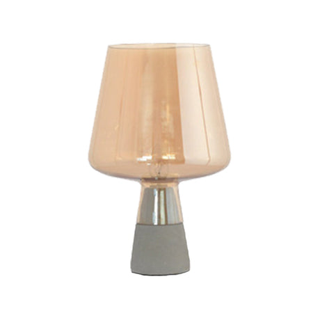 Cup Table Light Modern Smoke Gray/Amber Glass 8"/10" Wide 1 Head Nightstand Lamp with Cement Base