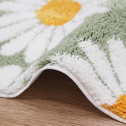 Feblilac Cute Daisy Bath Mat, Floral Bathroom Rug, Multiple Sizes