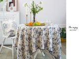 Blue Floral Pattern Tablecloth