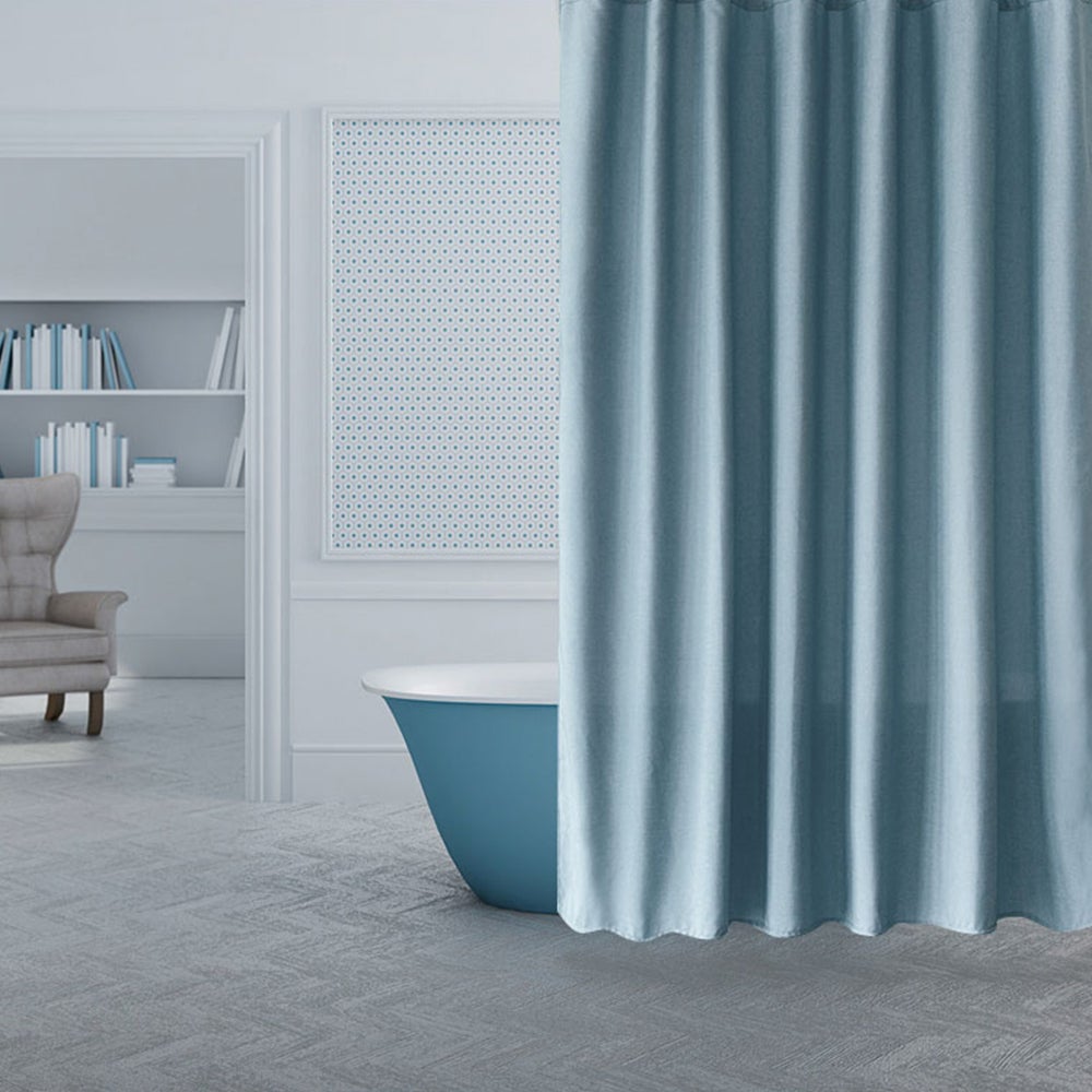 Pure Blue Linen Shower Curtain