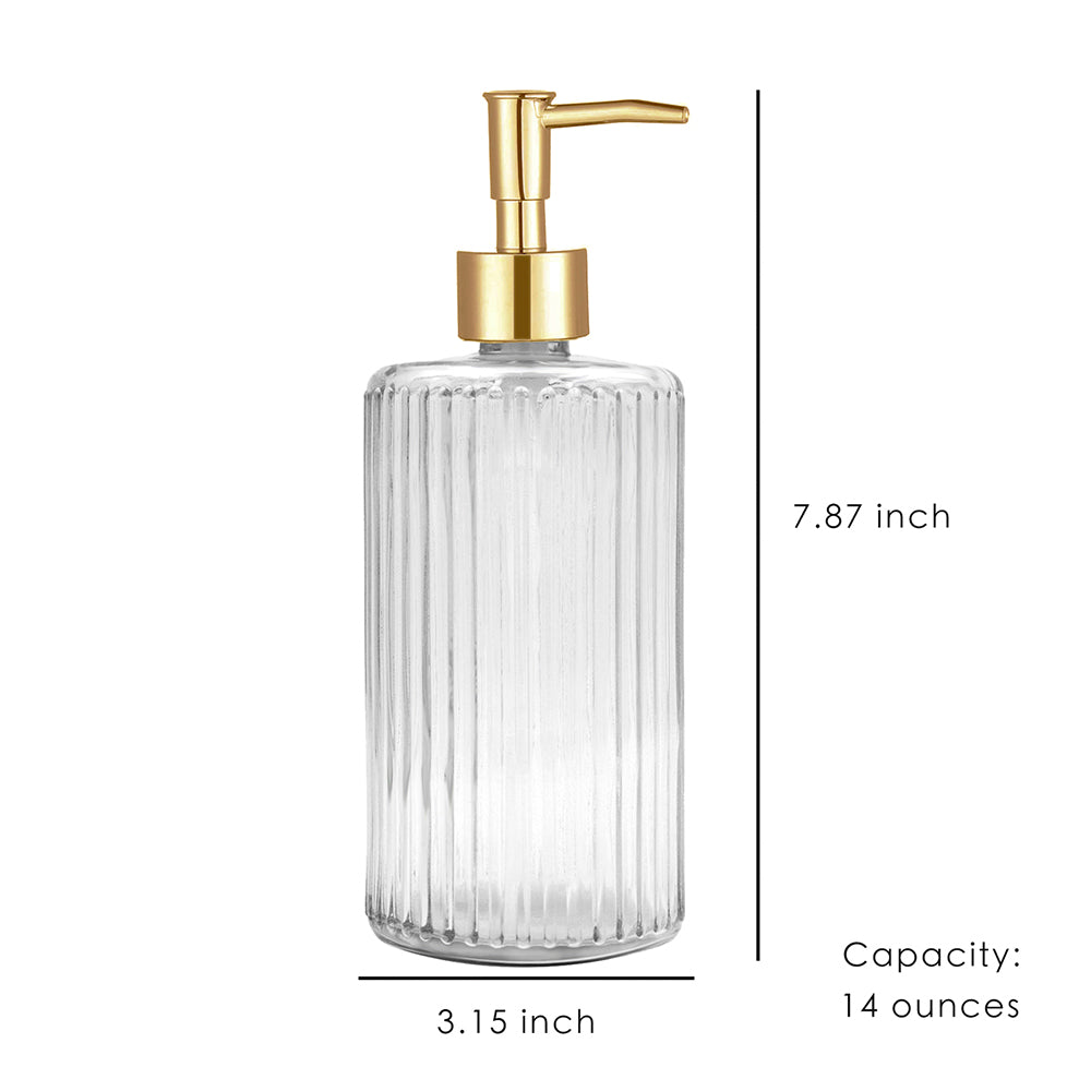 Clear Glass Soap Dispenser, Ultra Simple Design Pump Bottle, 400ml/14 oz