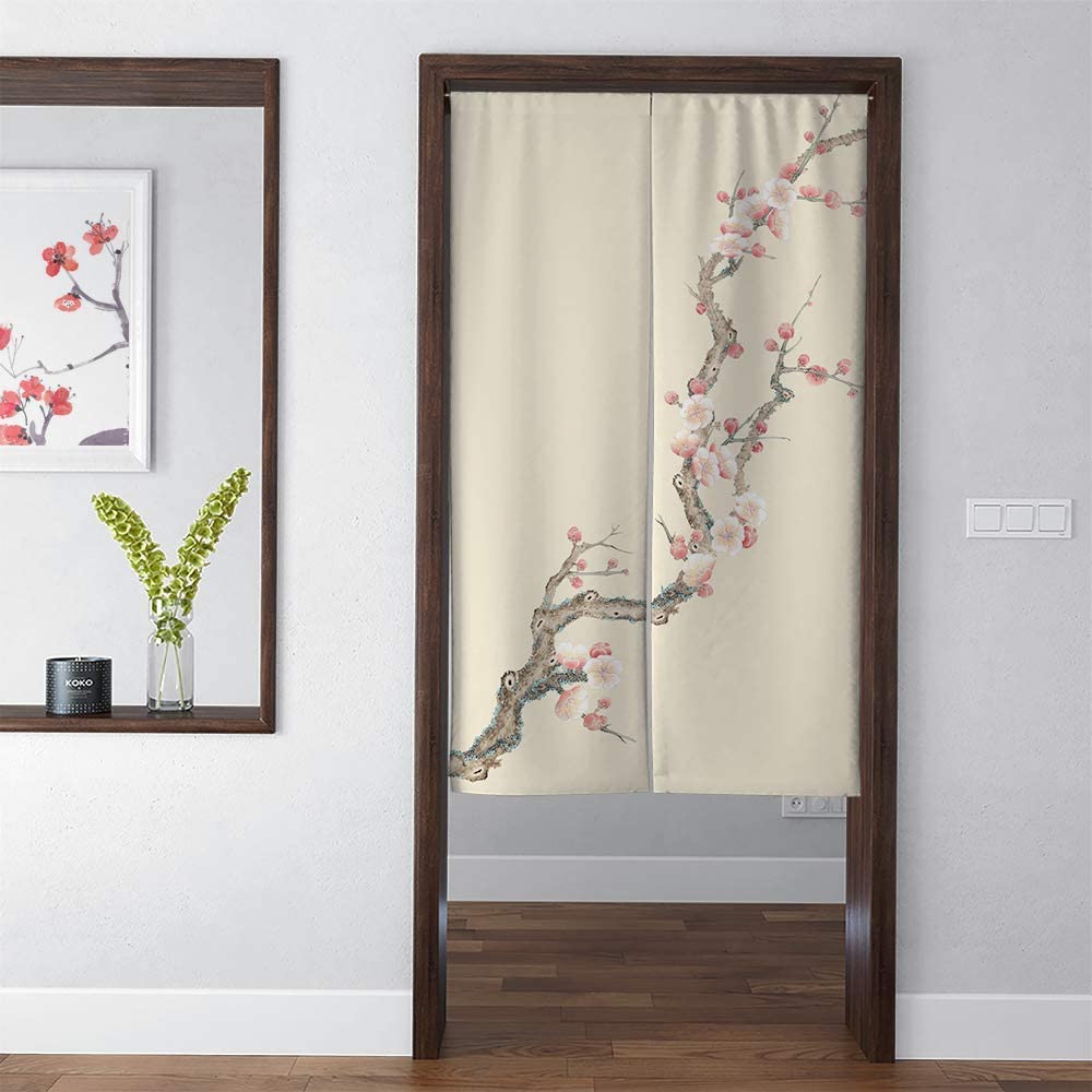 Japanese Floral Noren Doorway Curtain