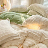 Poly Tassels Match Colors Milk Cashmere Flannel Duvet Cover Bedding Set