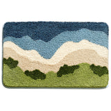 Feblilac Grass White Clouds Sky Bath Mat Rug