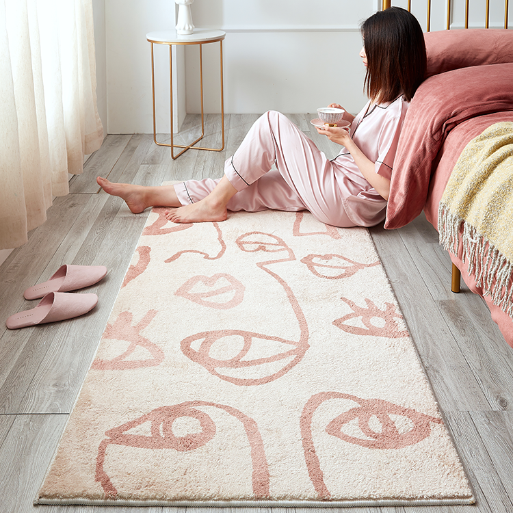 Feblilac Abstract Pink Geometric and Line Faces Creative Bedroom Mat, Soft Plush Water-Absorbent  Multiple Sized Anti Slip Toilet Mat, Soft Thick Bathroom Carpet, Art Bathroom Mats, Best Bath Rugs, Hot Shower Mat Non Slip, Toilet Rug for Bath