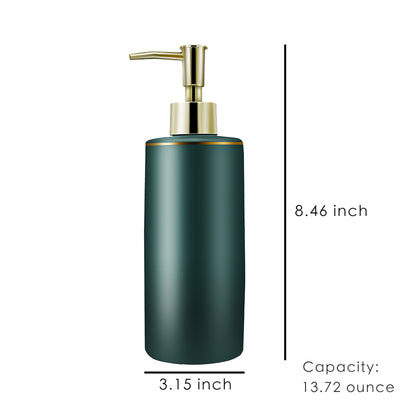 Luxury Green Glass Soap Dispenser, European Style Pump Bottle, 400ml/13.72 oz