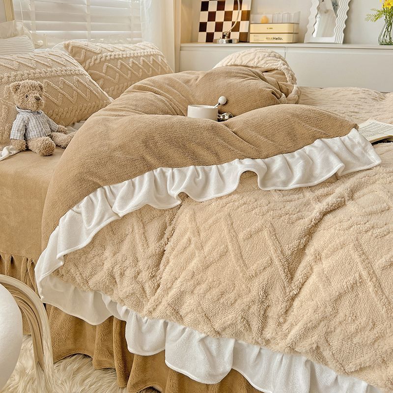 Poly/Acrylic Milk Cashmere Flannel Duvet Cover Bedding Set