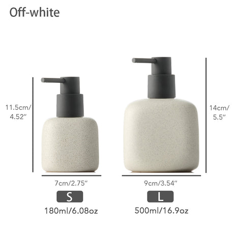 Ceramic Soap Dispenser, Liquid Bathroom Bottle, Simple Design, Refillable Reusable Lotion Pump for Bathroom Kitchen