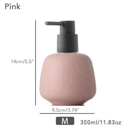 Ceramic Soap Dispenser, Liquid Bathroom Bottle, Simple Design, Refillable Reusable Lotion Pump for Bathroom Kitchen, 350ml/11.83oz