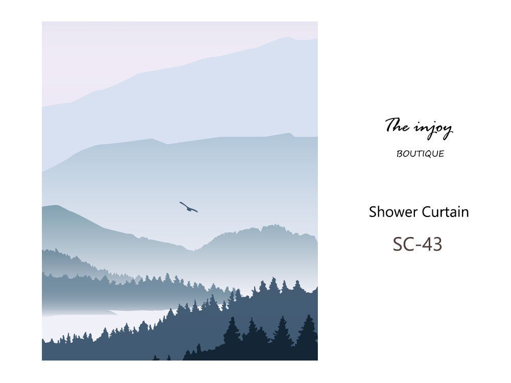 Blue Mountain and Bird Shower Curtain