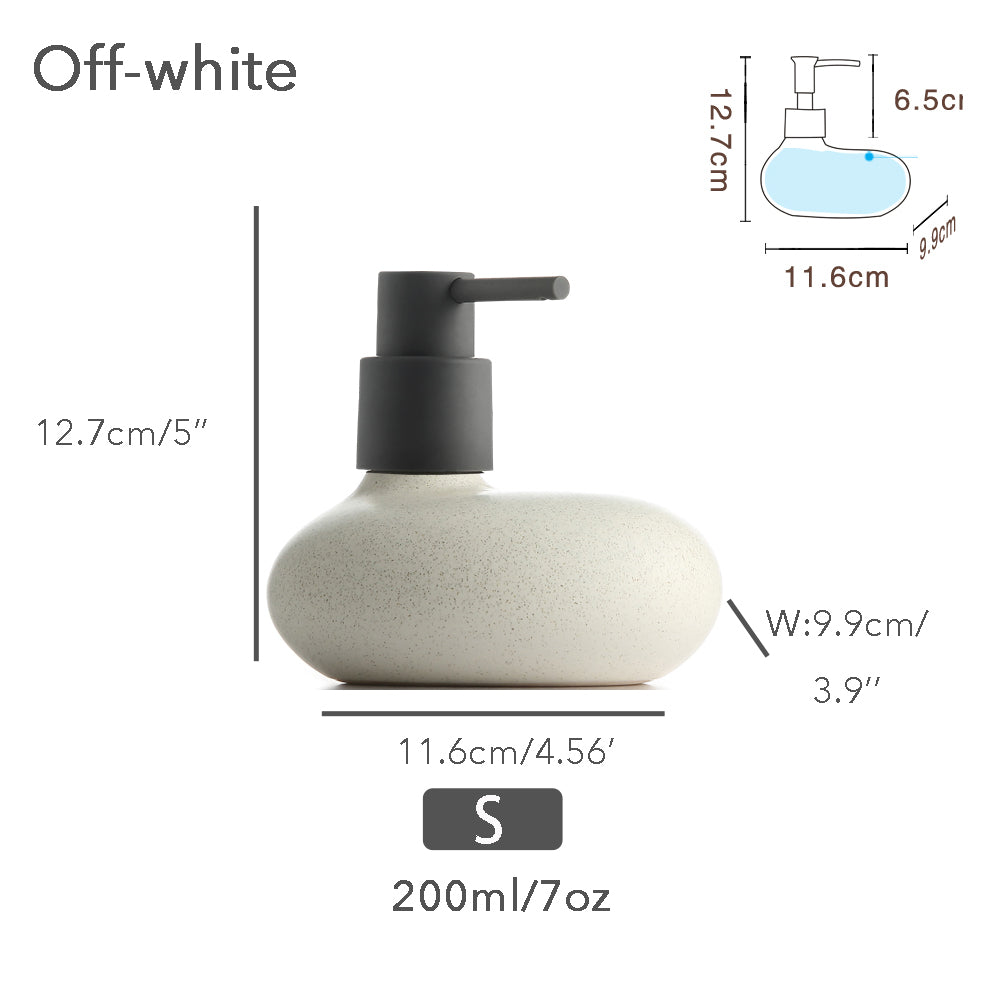 Ceramic Soap Dispenser, Liquid Bathroom Bottle, Simple Design, Funny Shape, Refillable Reusable Lotion Pump for Bathroom Kitchen, 200ml/7oz