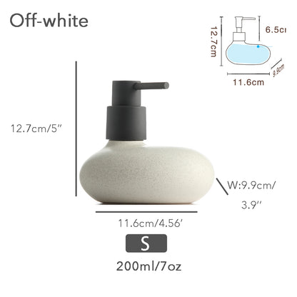 Ceramic Soap Dispenser, Liquid Bathroom Bottle, Simple Design, Funny Shape, Refillable Reusable Lotion Pump for Bathroom Kitchen, 200ml/7oz