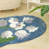 Purple Flowers Bedroom Runner Mat, Floral Bathroom Rug, Soft Plush Anti Slip Mat for Bedroom Bathroom, Soft Thick Area Carpet