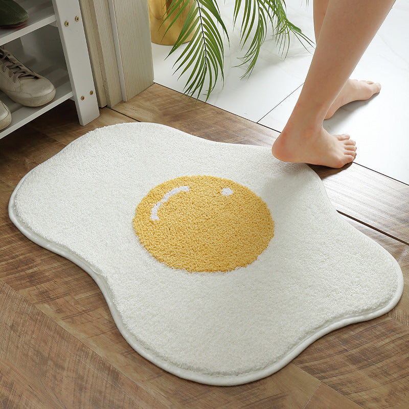 Cute Fried Egg Bath Mat, Lovely Bathroom Rug, White Yellow Bath Rug, Multiple Sizes Available