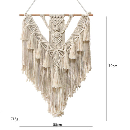 Boho Woven Tapestry Wall Hanging with Rod