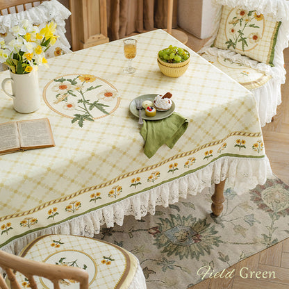 Green field light luxury American French living room tablecloth dining table tablecloth wine cabinet cover cloth pastoral style high-end round table tablecloth