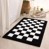 Feblilac Green and White Checkerboard Ultra Soft Bathroom Rug