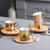 Reflection Ceramic Coffee Cup, European Electroplated Mirror Coffee Cup and Saucer Set