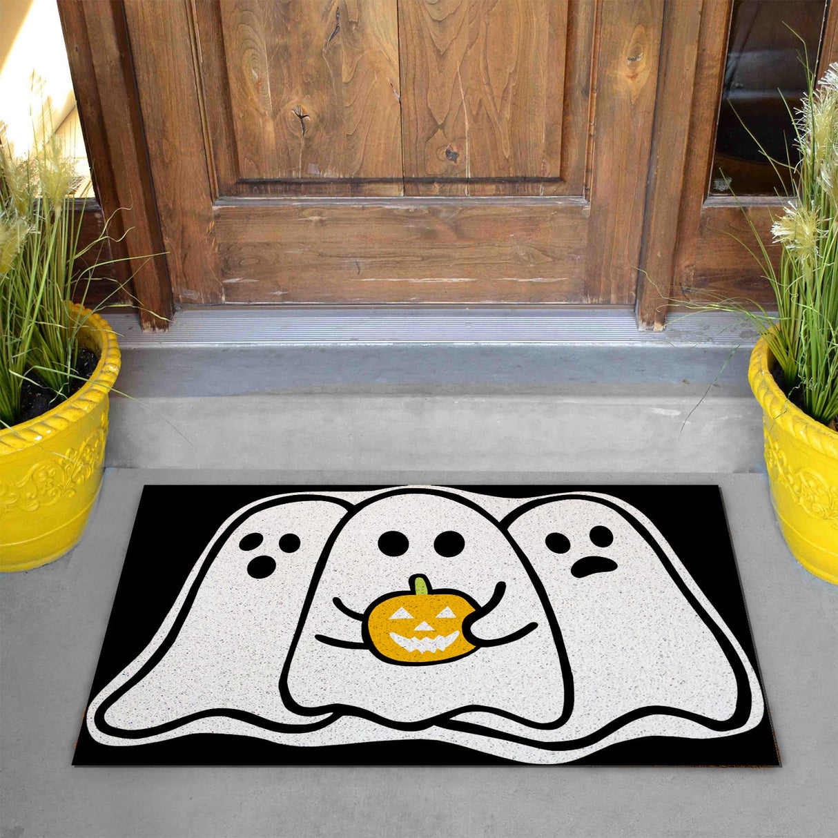 Halloween PVC Coil Door Mat, Cute Ghosts and Pumpkin Halloween Decor