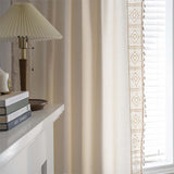 Beige Stitching Tassel Light Filtering Curtain