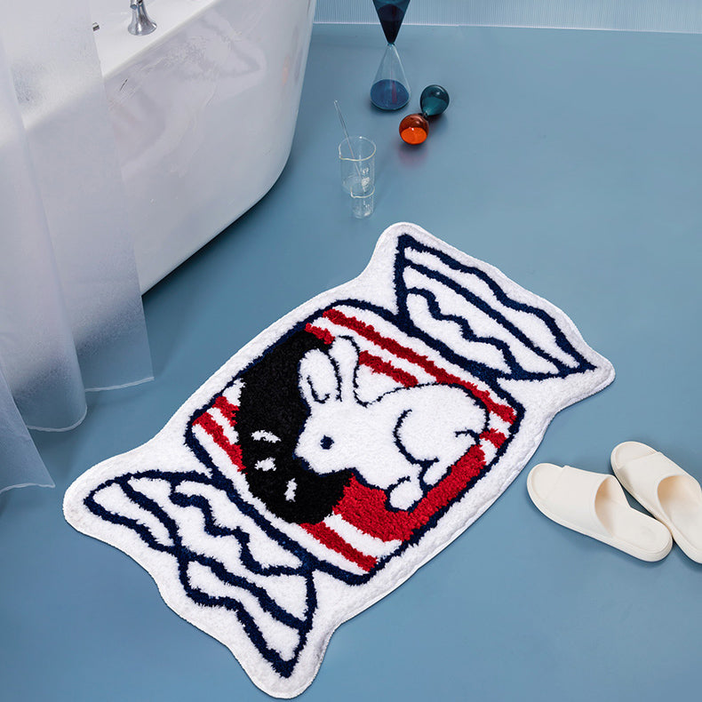 Cute White Bunny Bath Mat