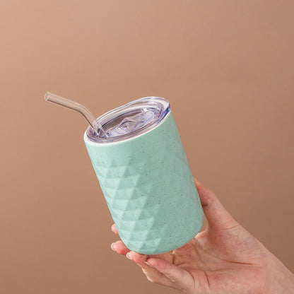 Ceramic Mug with Straw | Solid Color