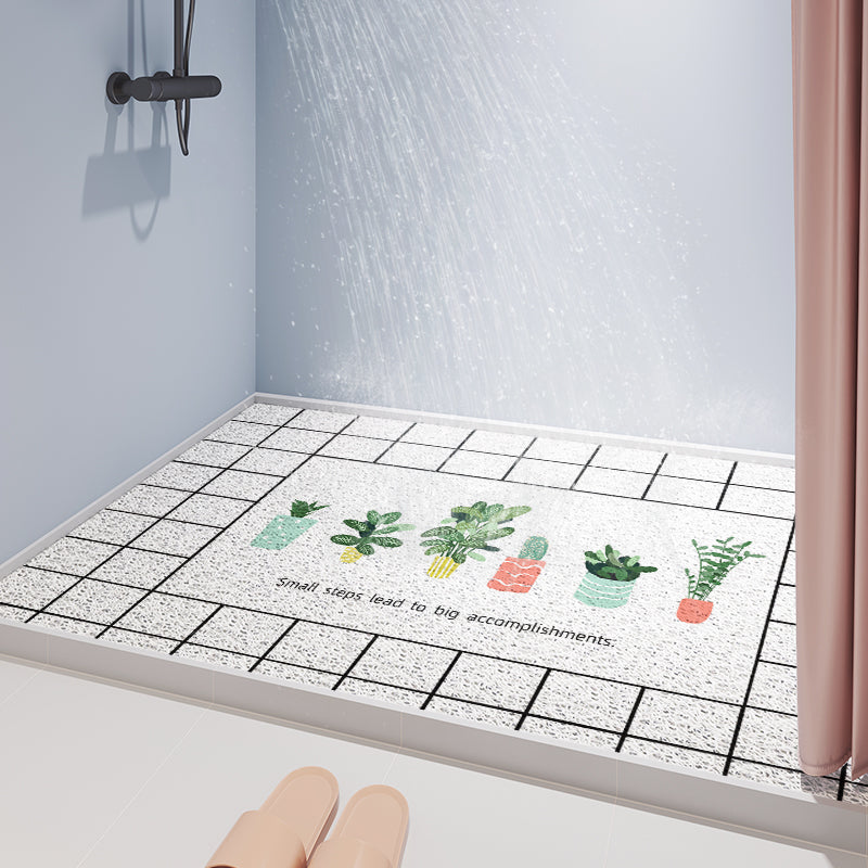 Small Green Plants PVC Bathroom Mat