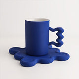 Wave Handle Mug Cup and Saucer Set