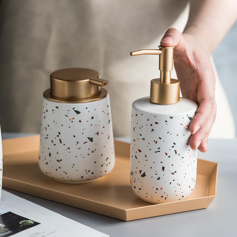 Ceramic Soap Dispenser, Liquid Soap Pump Bottle, Colorful Marble Texture