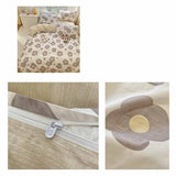 Grey Flowers Bedding Set Washable 60s Cotton Duvet Cover Bedding Set