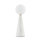 Milk Glass Ball Desk Light Modern 1 Bulb Table Lamp with Tapered Black/White Marble Base