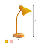 Wide Flare Table Light Macaron Metal 1 Bulb Pink/Yellow Small Desk Lamp with Rotating Node