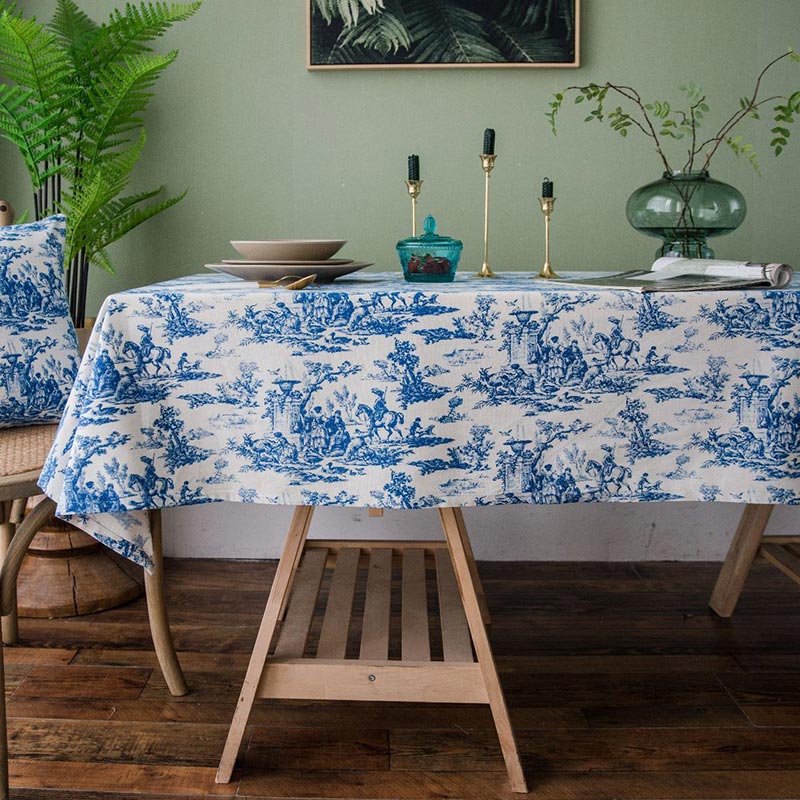 Blue White Painting Table Cover