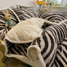 Poly Black and white zebra stripes Milk Cashmere Flannel Berber Fleece Duvet Cover Bedding Set