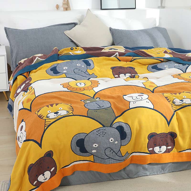 Animal Party Reversible Cotton Gauze Quilt