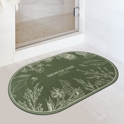 Flower Garden Green Diatomaceous Earth Bath Mat