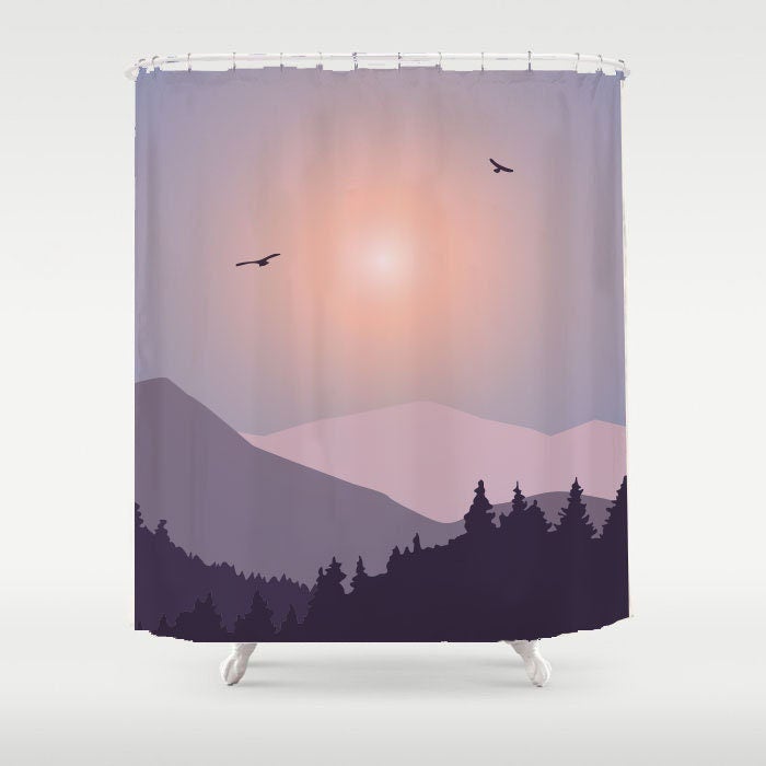 Purple Mountain and Forest Shower Curtain