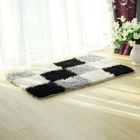 Feblilac Black and White Checkerboard Pattern Ultra Soft Bathroom Rug, Multiple Sized Bathroom Rug, Plush Water-Absorbent , Multiple Sized Anti Slip Toilet Mat, Black and White Thick Bathroom Carpet, Art Bathroom Mats, Best Bath Rugs, Hot Shower Mat