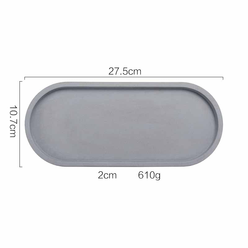 Nordic Style Industrial Style Oval Cement Tray, White/Grey/Rust Red Water Ink Texture Aromatherapy Tray, Jewelry Tray, Decoration Tray