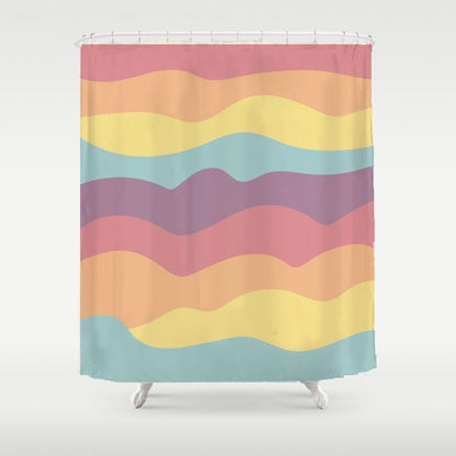 Yellow and Purple Wave Shower Curtain