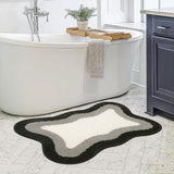 Black Gradient Bath Mats, Rug for Bathroom, Cute Non-Slip Irregular Shape Carpet for Shower Room