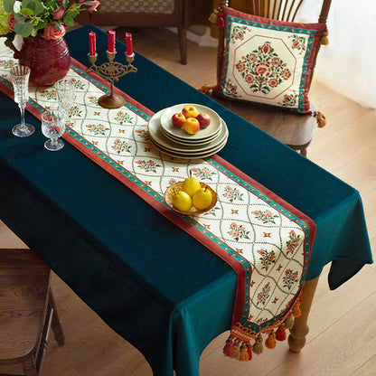 Flowers American table flag light luxury tablecloth Nordic Chinese coffee table TV cabinet wine cabinet dresser long strip cover towel