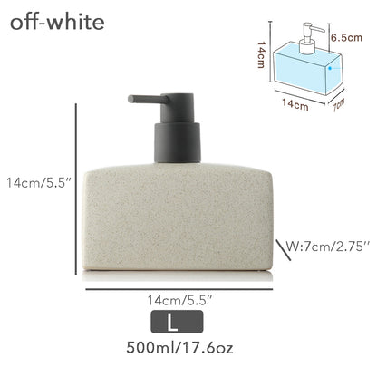 Black Ceramic Soap Dispenser, Liquid Bathroom Bottle, Simple Design, Refillable Reusable Lotion Pump for Bathroom Kitchen, 500ml/17.6oz