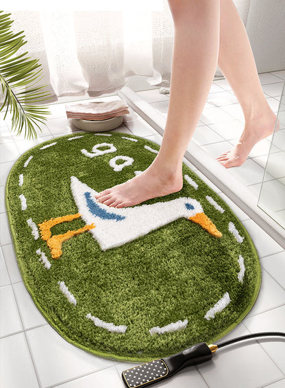 Cute Little Duck Bath Mat, Green Bathroom Rug, Water-Absorbent Mat for Bath Shower, Cute Bedroom Mat
