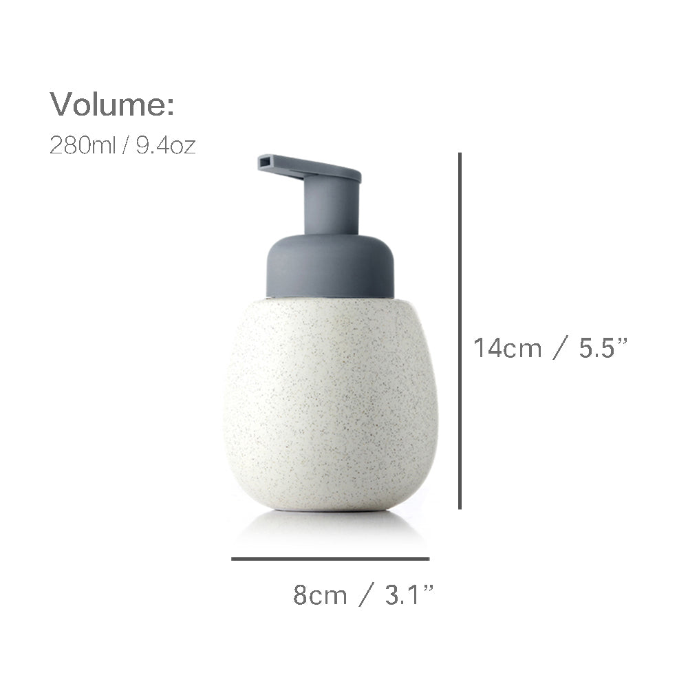 Off white Ceramic Soap Dispenser, Foaming Pump Bathroom Bottle, Simple Design, Refillable Reusable Lotion Pump for Bathroom Kitchen, 280ml/9.4oz