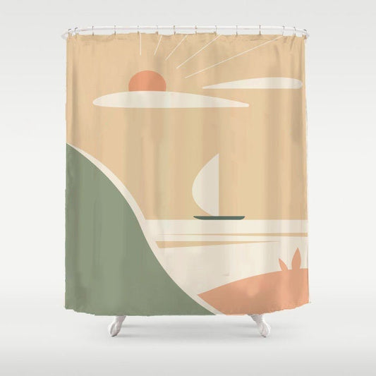 Light Orange Ocean Shower Curtain