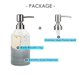 Gray Ceramic Soap Dispenser, Simple-Design Pump Bottle, 350ml/12.3 oz