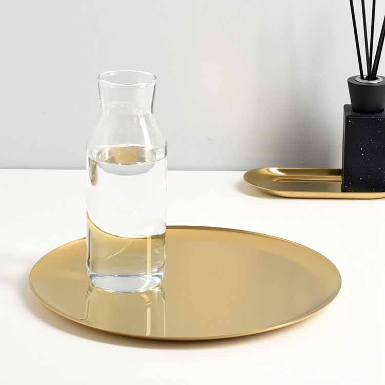 Nordic Style Gold Stainless Steel Round Metal Tray 11"x11", Service Plate, Jewelry Tray, Decoration Tray